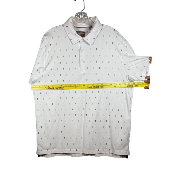 Hickey Freeman New York Golf Polo, White All Over Geometric Pattern, Size XL - Picture 4 of 8